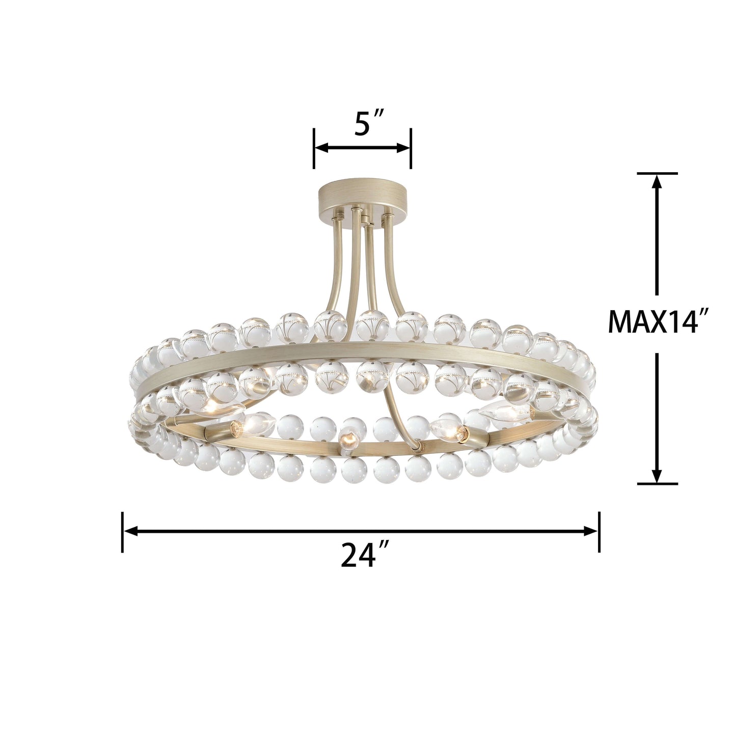 Elvira 8-Light Wagon Wheel Crystal Semi-Flush Mount