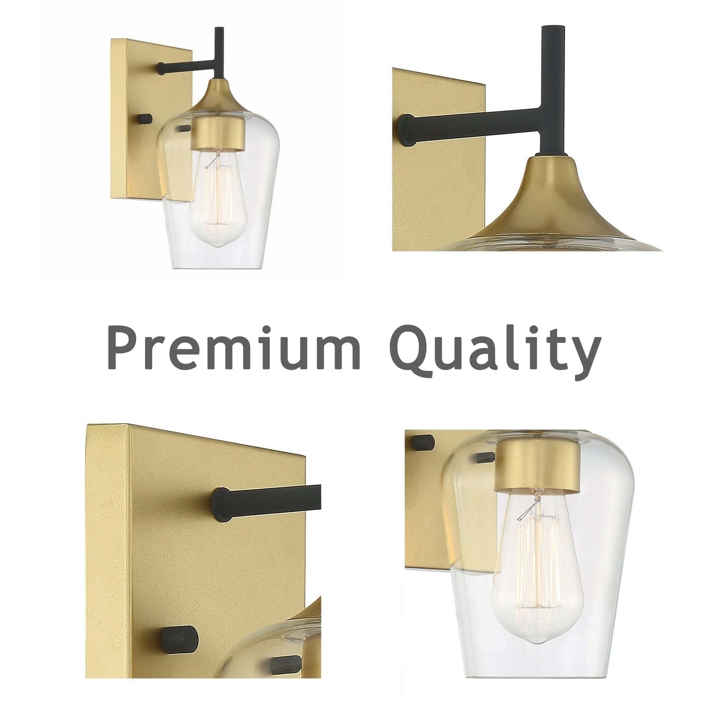 2-set Modern Farmhouse Sconce Glass Wall Lights with UL Certified