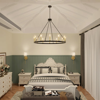 Acroma 12-light Farmhouse 40In Wagon Wheel Chandelier with UL - 40'' D x 138'' H