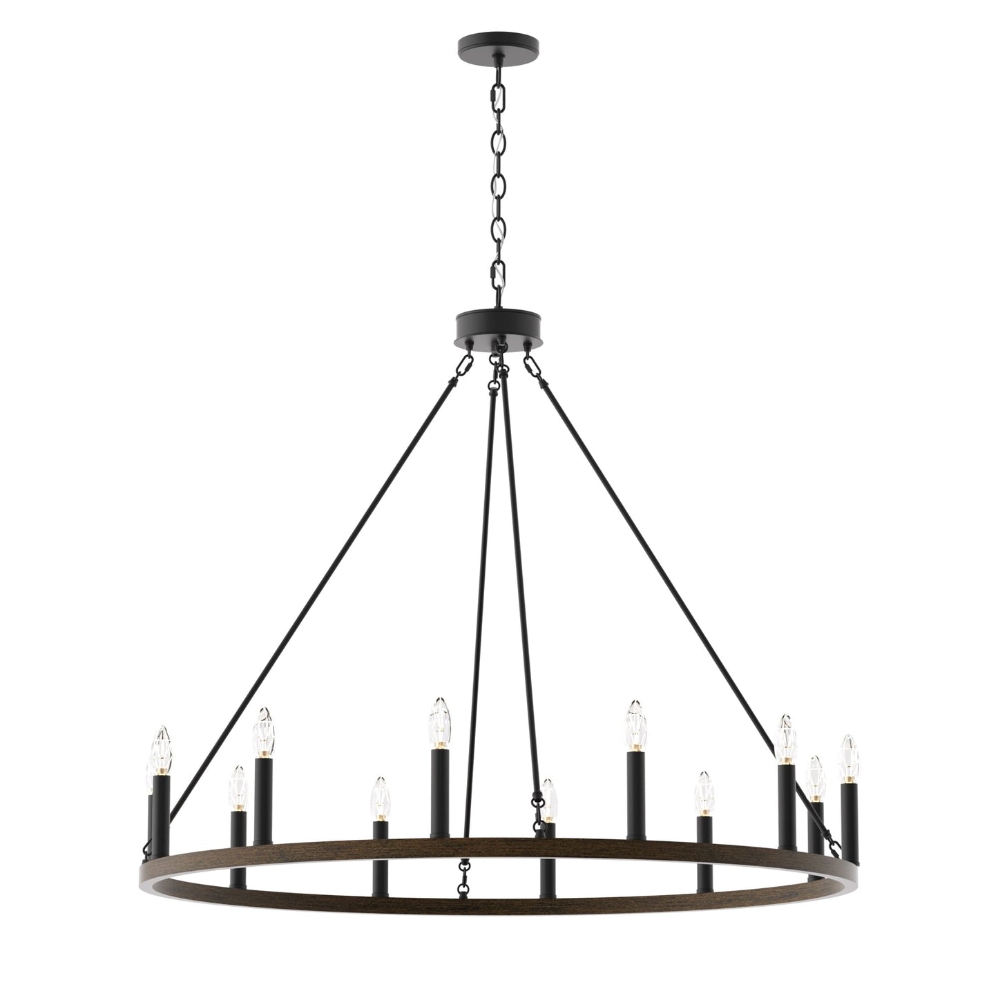 Acroma 12-light Farmhouse 40In Wagon Wheel Chandelier with UL - 40'' D x 138'' H