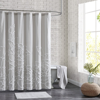 Adalee Rose Chenille Tufted Floral Shower Curtain