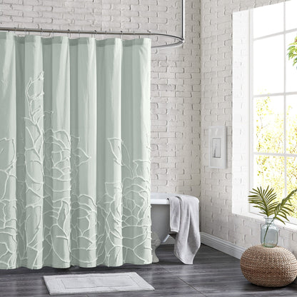 Adalee Rose Chenille Tufted Floral Shower Curtain