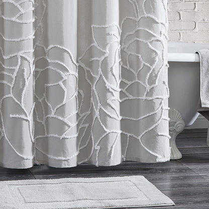 Adalee Rose Chenille Tufted Floral Shower Curtain