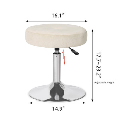 Adeco Adjustable Velvet Round Ottoman Swivel Vanity Stool Makeup Chair