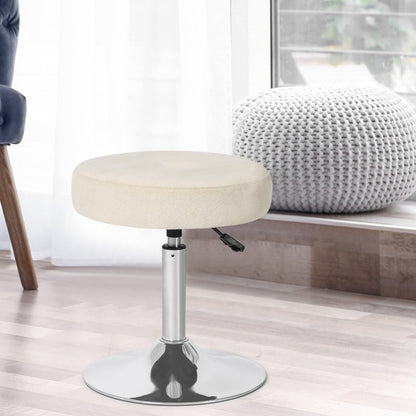 Adeco Adjustable Velvet Round Ottoman Swivel Vanity Stool Makeup Chair