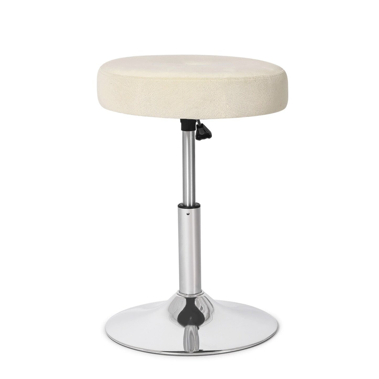 Adeco Adjustable Velvet Round Ottoman Swivel Vanity Stool Makeup Chair