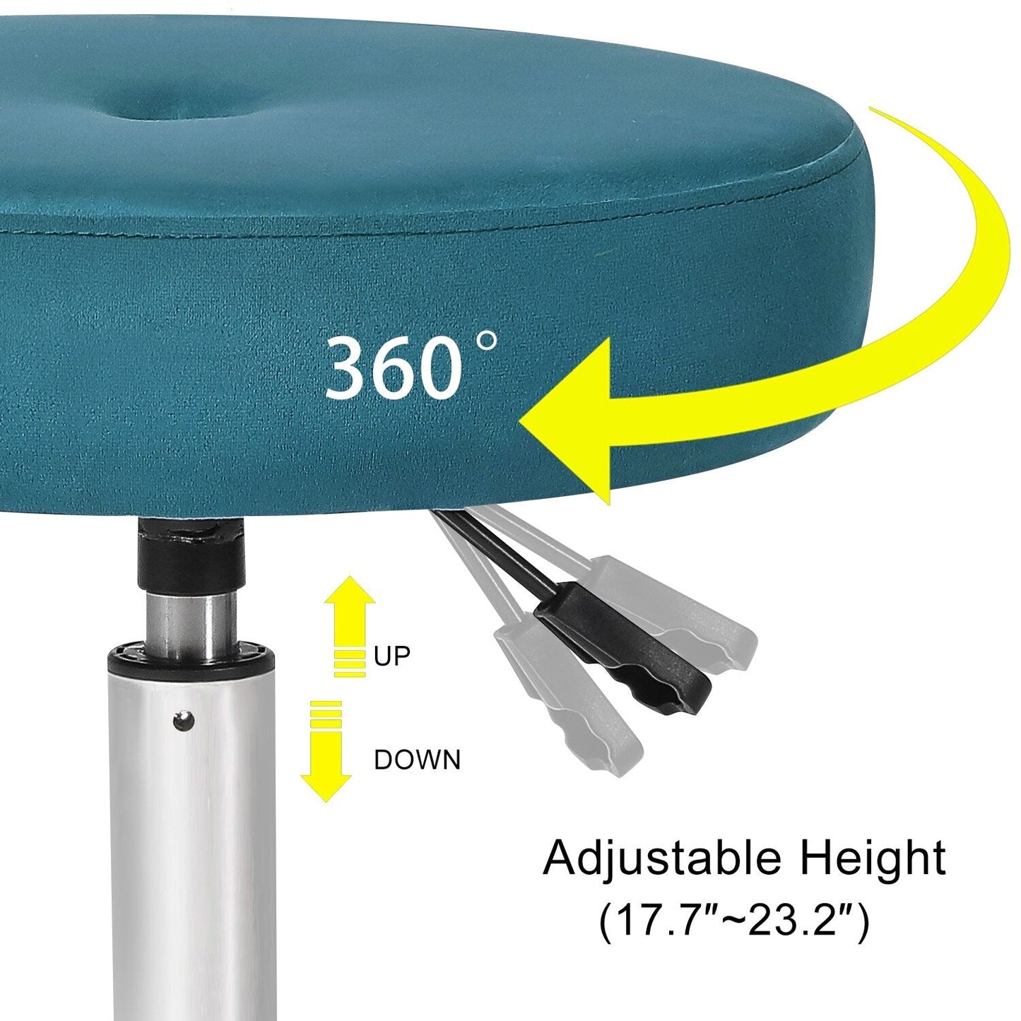 Adeco Adjustable Velvet Round Ottoman Swivel Vanity Stool Makeup Chair