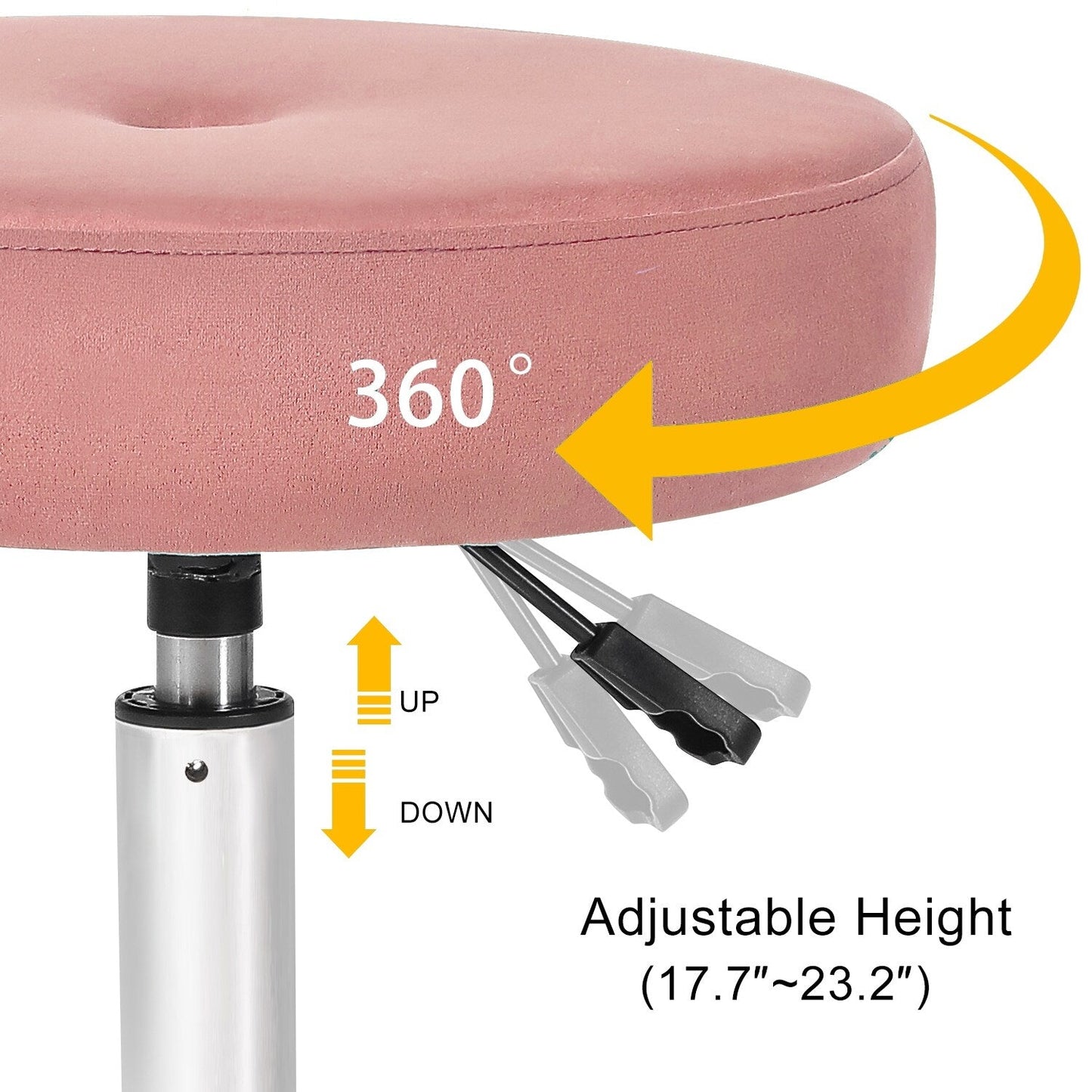 Adeco Adjustable Velvet Round Ottoman Swivel Vanity Stool Makeup Chair