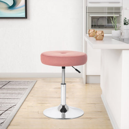 Adeco Adjustable Velvet Round Ottoman Swivel Vanity Stool Makeup Chair