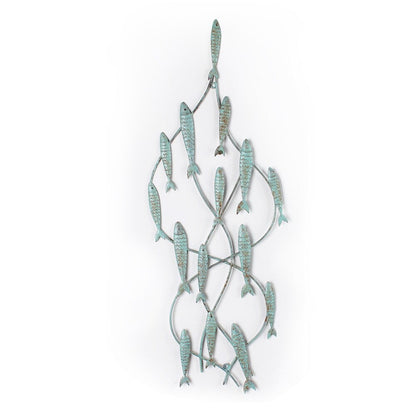 Adeco Decorative Distressed Blue Iron School of Fish Wall Decor