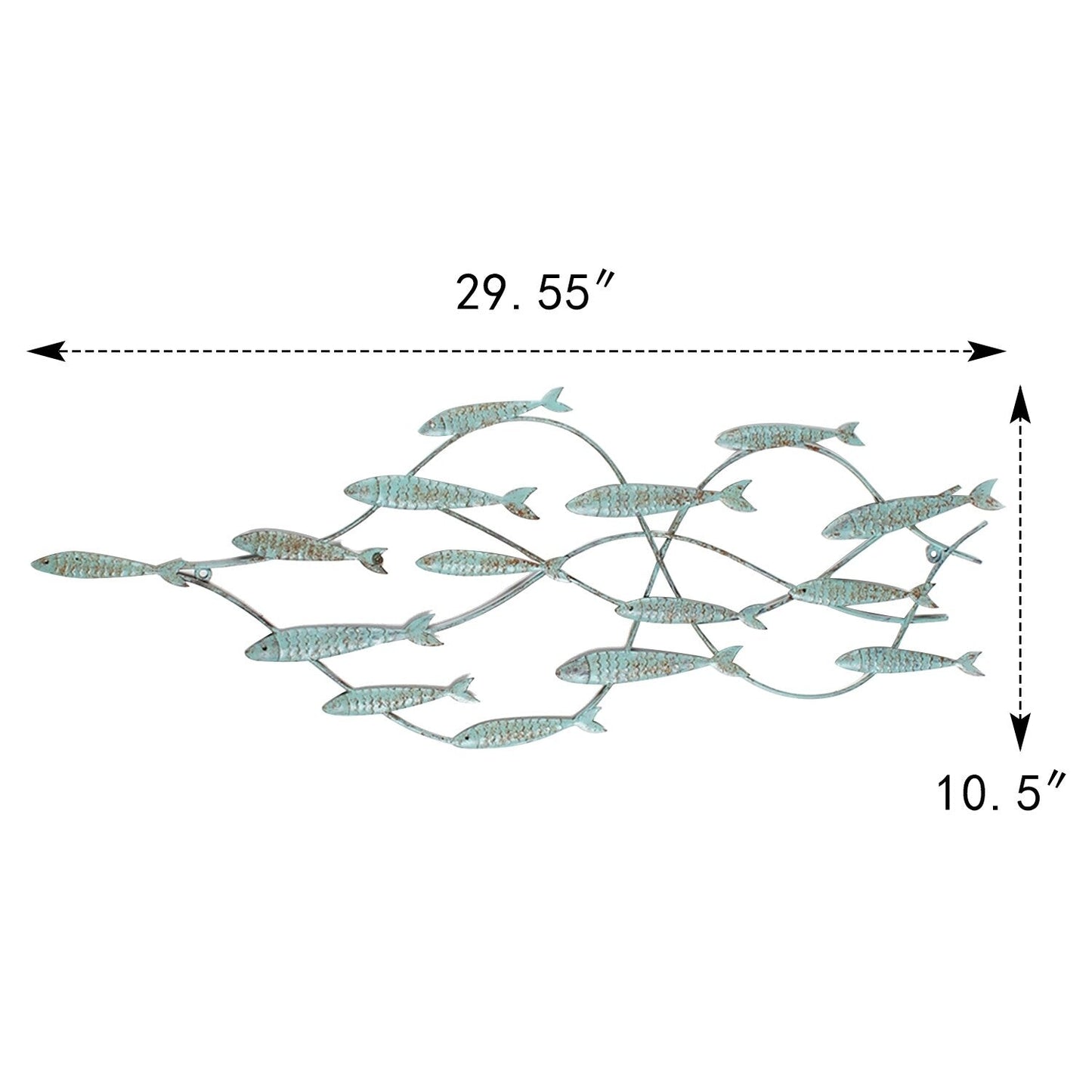 Adeco Decorative Distressed Blue Iron School of Fish Wall Decor