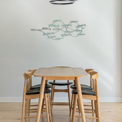 Adeco Decorative Distressed Blue Iron School of Fish Wall Decor