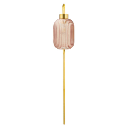Adrienne River of Goods Pink Glass and Metal Retro Wall Sconce - 5.375 x 8.625 x 32.25