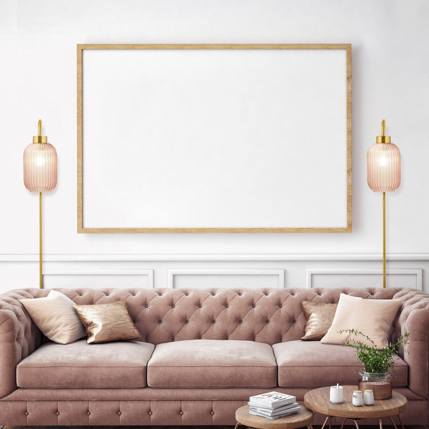 Adrienne River of Goods Pink Glass and Metal Retro Wall Sconce - 5.375 x 8.625 x 32.25