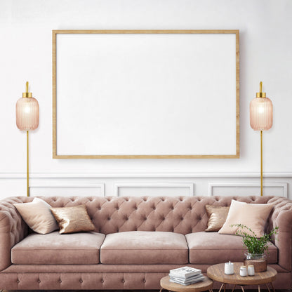 Adrienne River of Goods Pink Glass and Metal Retro Wall Sconce - 5.375 x 8.625 x 32.25