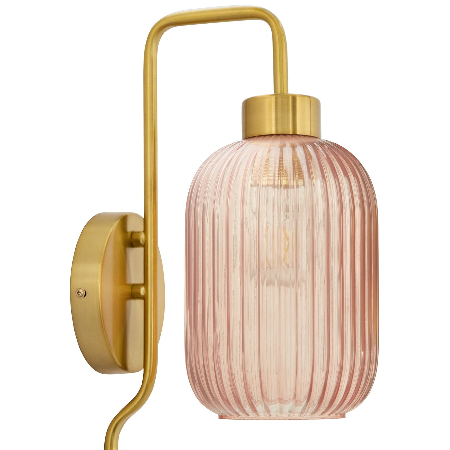 Adrienne River of Goods Pink Glass and Metal Retro Wall Sconce - 5.375 x 8.625 x 32.25