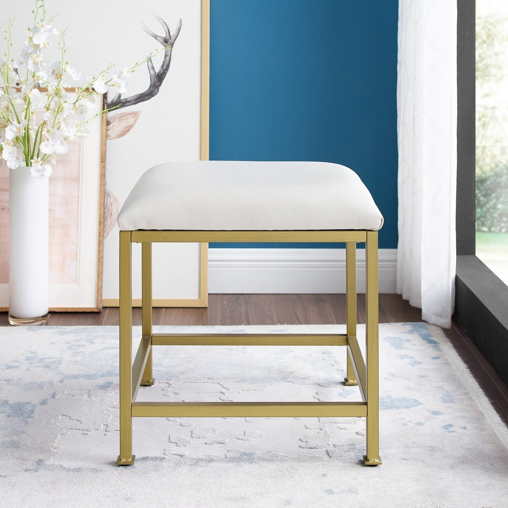 Crosley Aimee Vanity Stool - Creme/Soft Gold - Crème/Soft Gold - 18 W x 17 D x	18.75 H