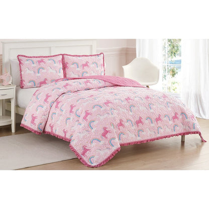 Unicorn Parade Ultra Soft Microfiber Reversible Quilt Set