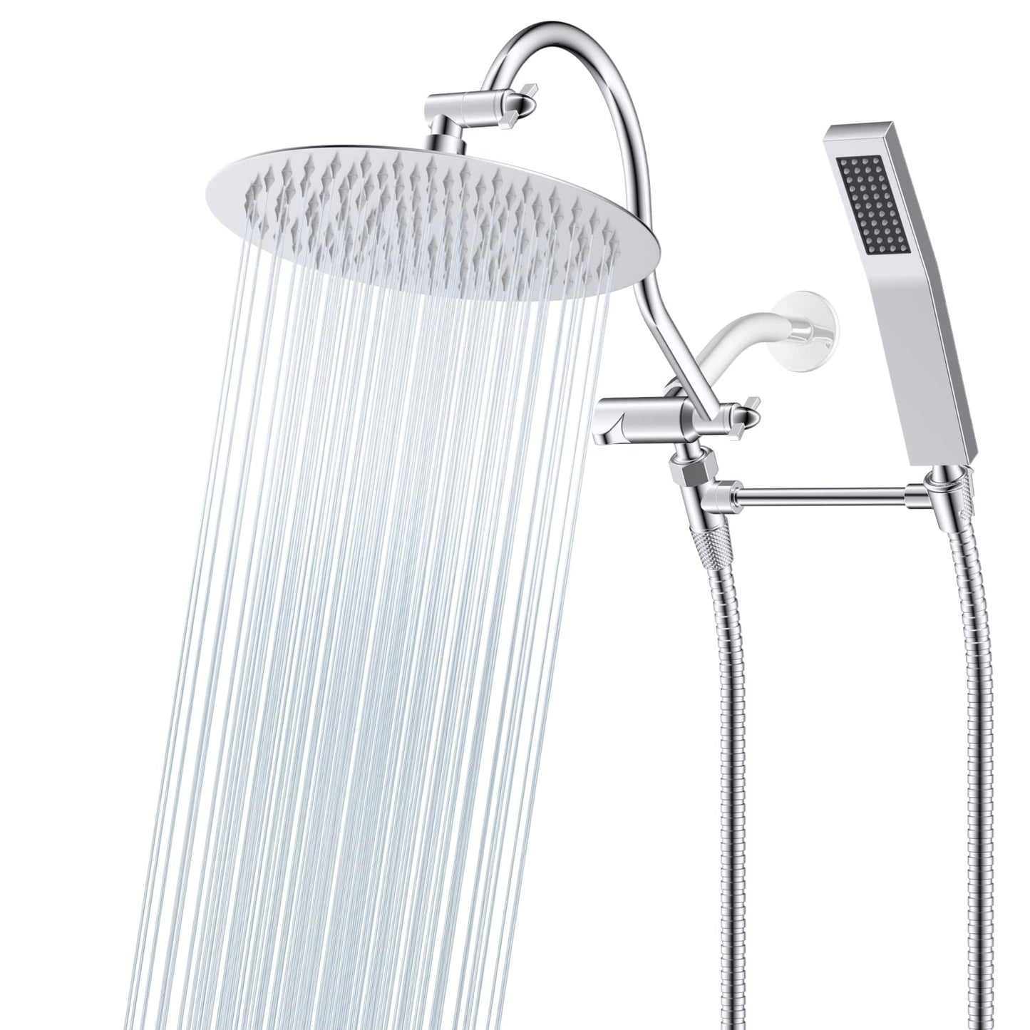 10-Inch All Metal High Pressure Rain Shower Head With Handheld Combo