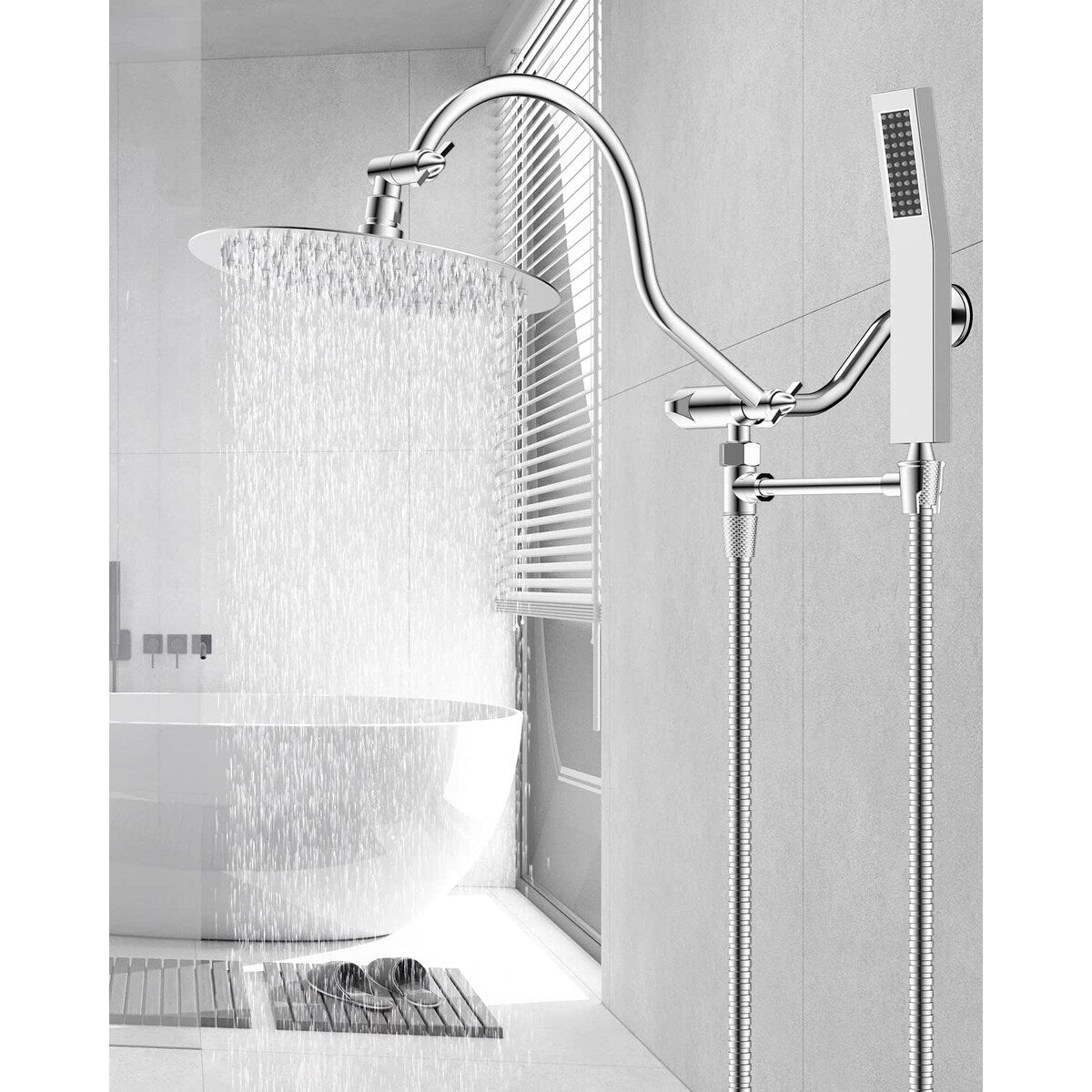 10-Inch All Metal High Pressure Rain Shower Head With Handheld Combo