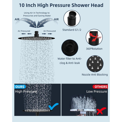 10-Inch All Metal High Pressure Rain Shower Head With Handheld Combo