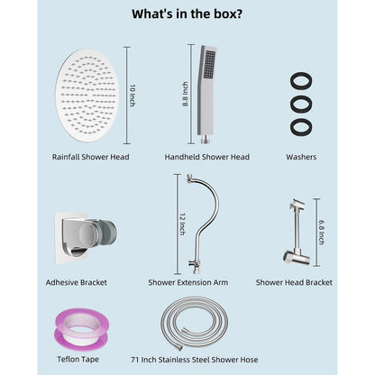 10-Inch All Metal High Pressure Rain Shower Head With Handheld Combo