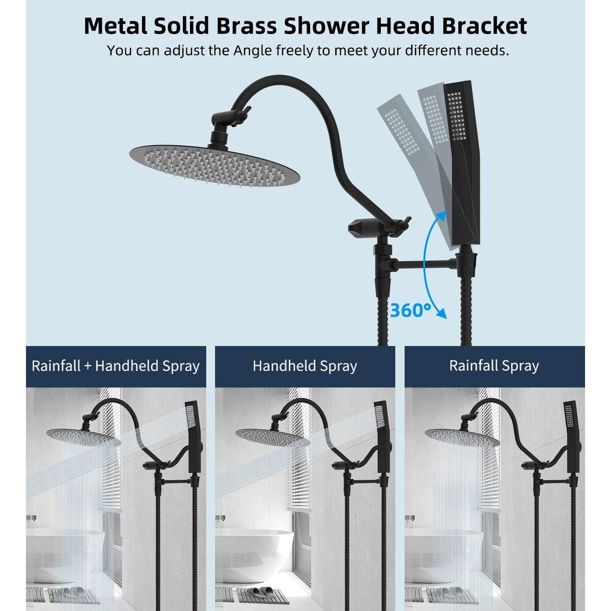 10-Inch All Metal High Pressure Rain Shower Head With Handheld Combo