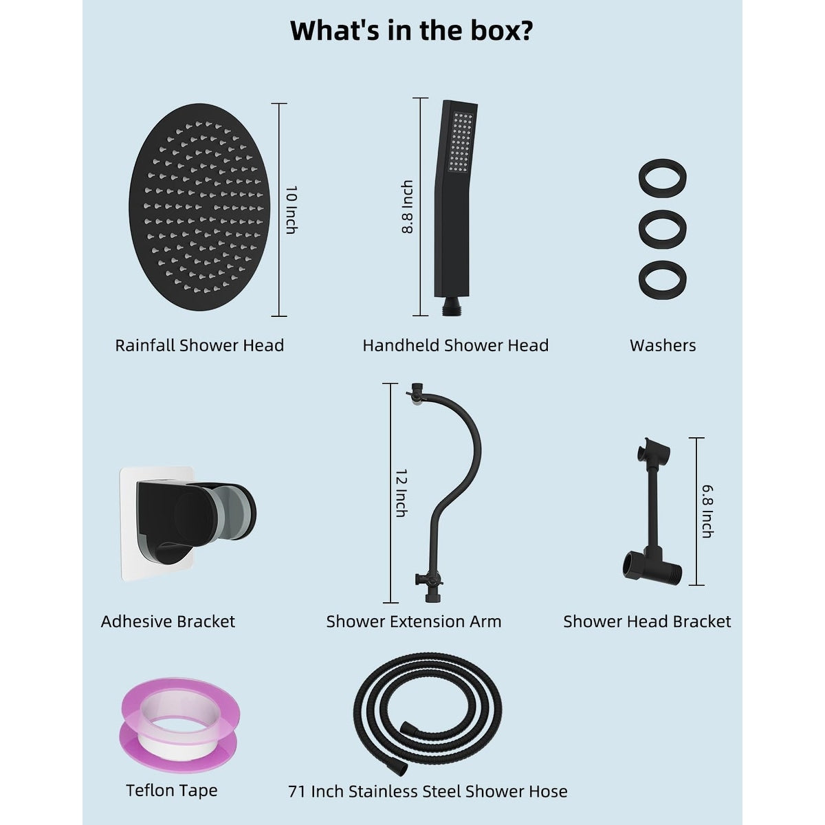 10-Inch All Metal High Pressure Rain Shower Head With Handheld Combo