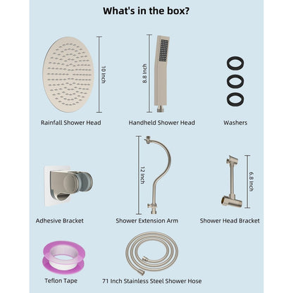 10-Inch All Metal High Pressure Rain Shower Head With Handheld Combo