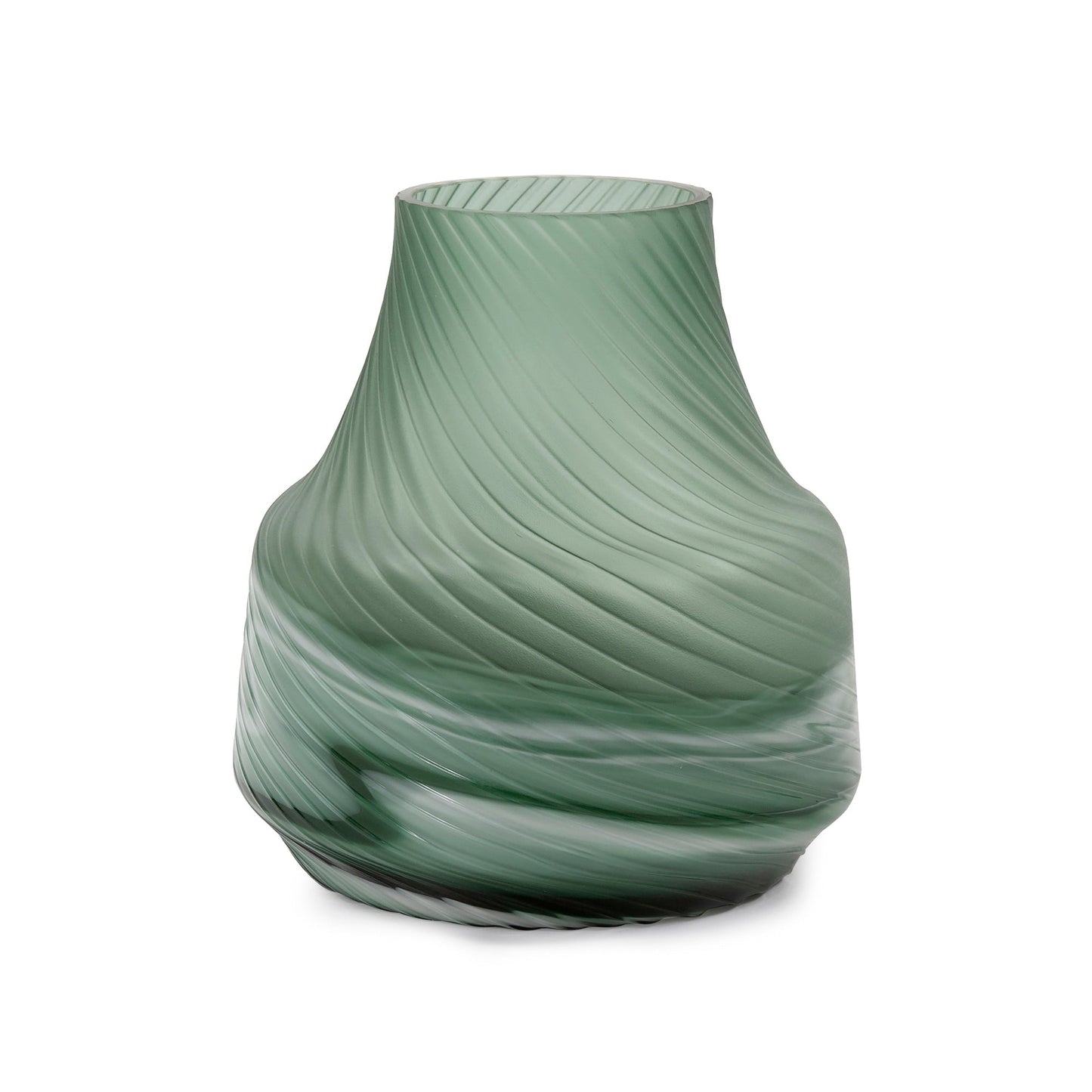 Allan Andrews Frosted Green Contemporary Decorative Glass Swirl Vase
