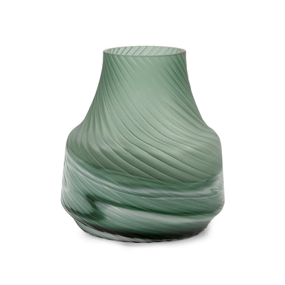 Allan Andrews Frosted Green Contemporary Decorative Glass Swirl Vase