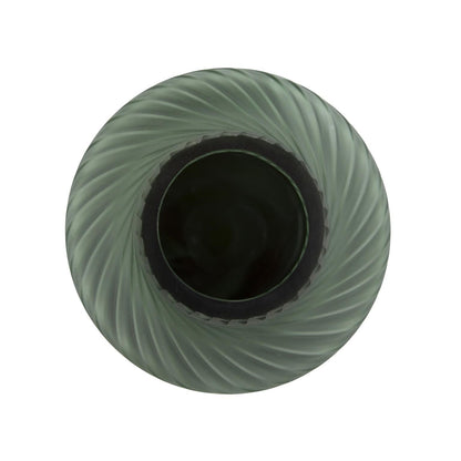 Allan Andrews Frosted Green Contemporary Decorative Glass Swirl Vase