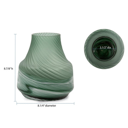 Allan Andrews Frosted Green Contemporary Decorative Glass Swirl Vase