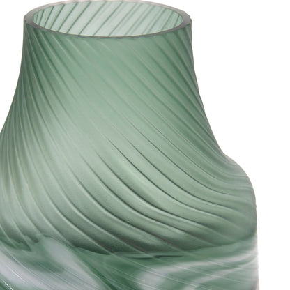 Allan Andrews Frosted Green Contemporary Decorative Glass Swirl Vase