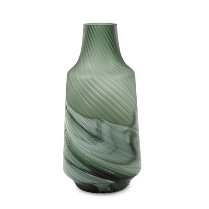 Allan Andrews Frosted Green Contemporary Decorative Glass Swirl Vase