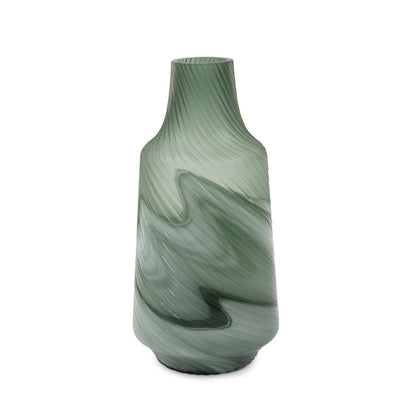 Allan Andrews Frosted Green Contemporary Decorative Glass Swirl Vase