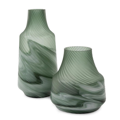 Allan Andrews Frosted Green Contemporary Decorative Glass Swirl Vase