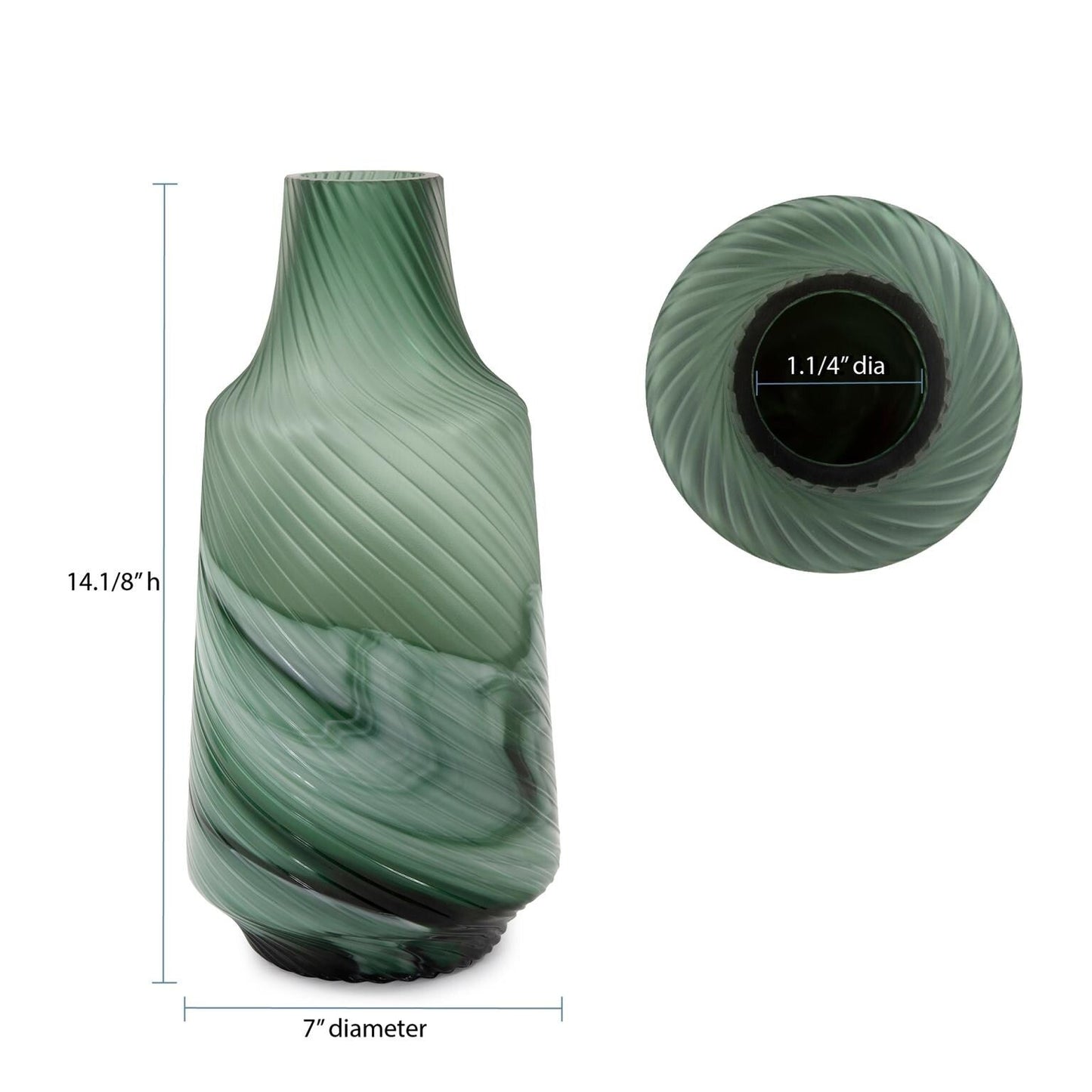 Allan Andrews Frosted Green Contemporary Decorative Glass Swirl Vase