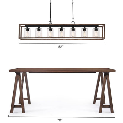 Allegray 52in Farmhouse 7-light Linear Chandelier Rectangle Kitchen Island Pendant
