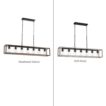 Allegray 52in Farmhouse 7-light Linear Chandelier Rectangle Kitchen Island Pendant