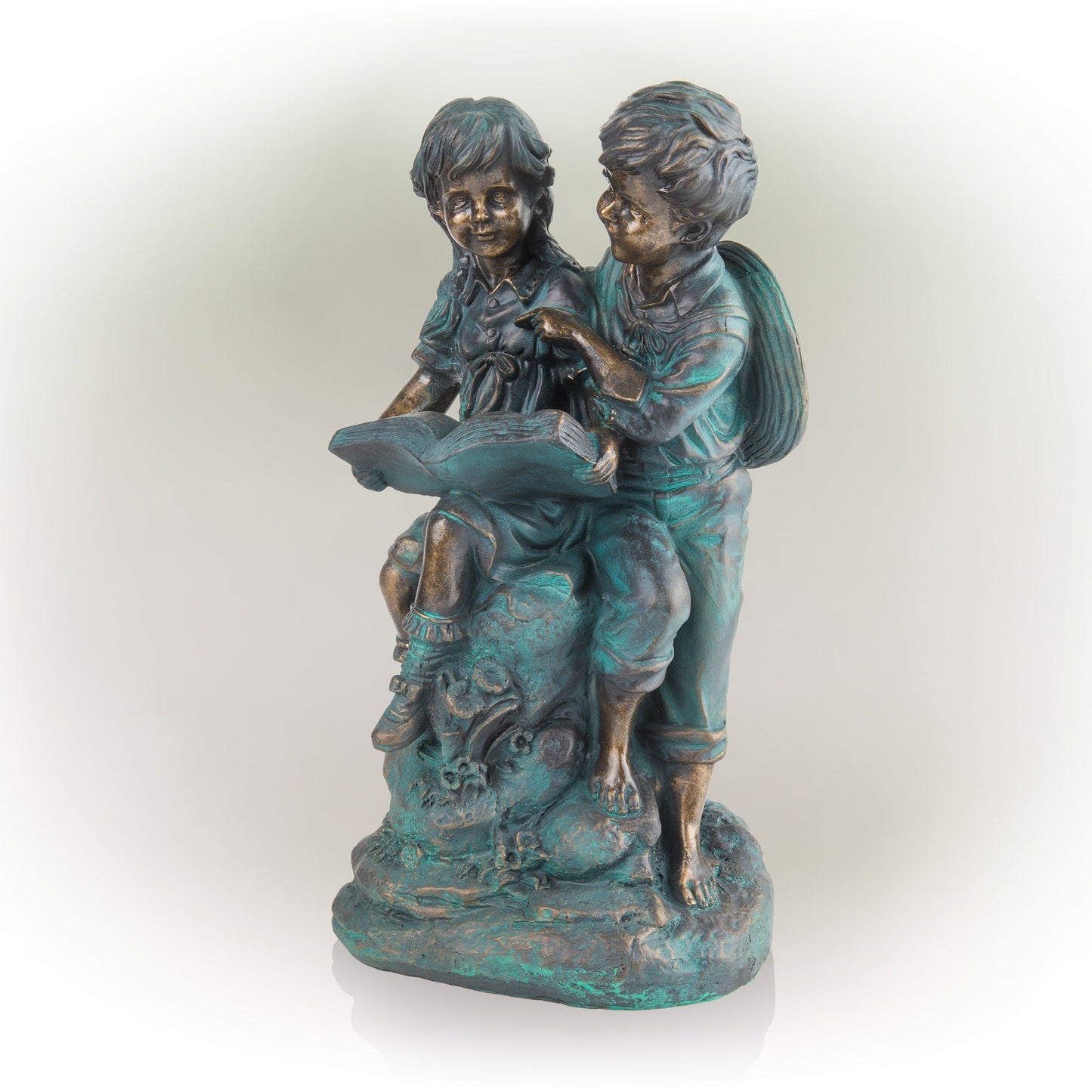 Girl and Boy Reading Together Statue