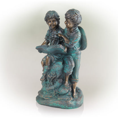 Girl and Boy Reading Together Statue