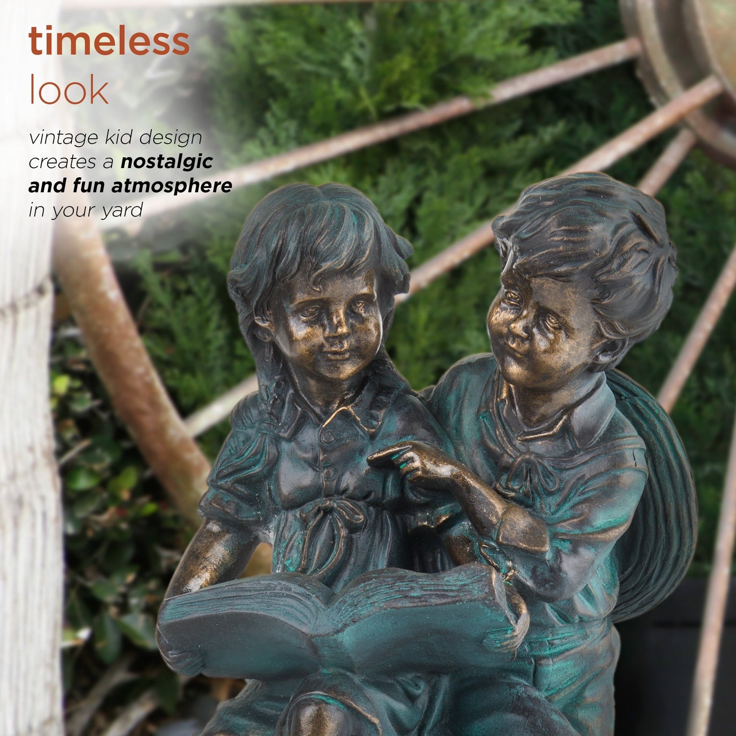 Girl and Boy Reading Together Statue