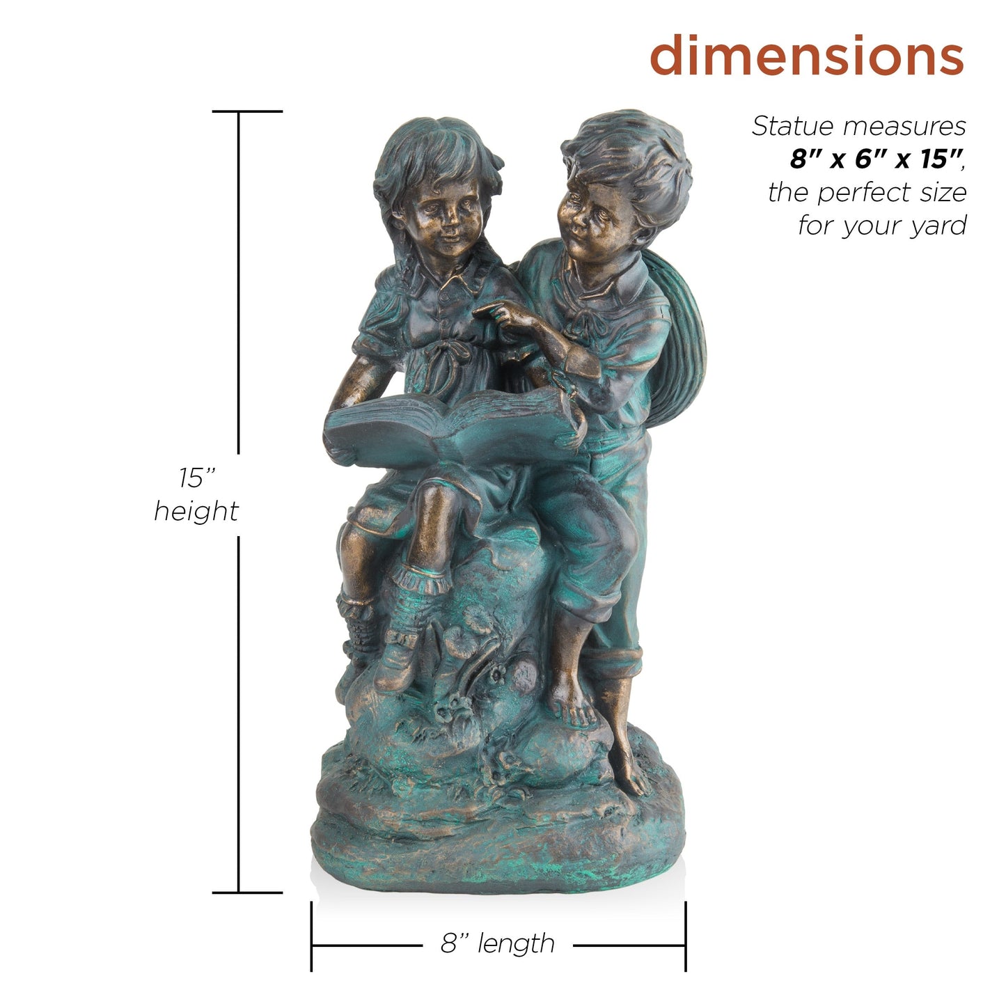 Girl and Boy Reading Together Statue