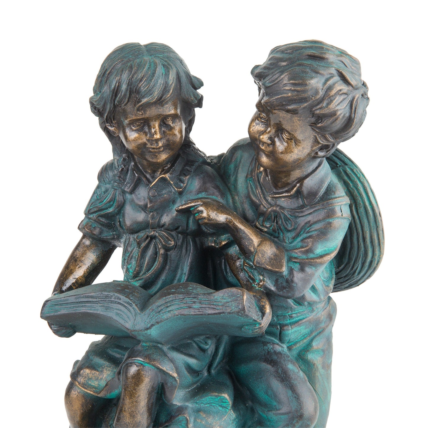 Girl and Boy Reading Together Statue