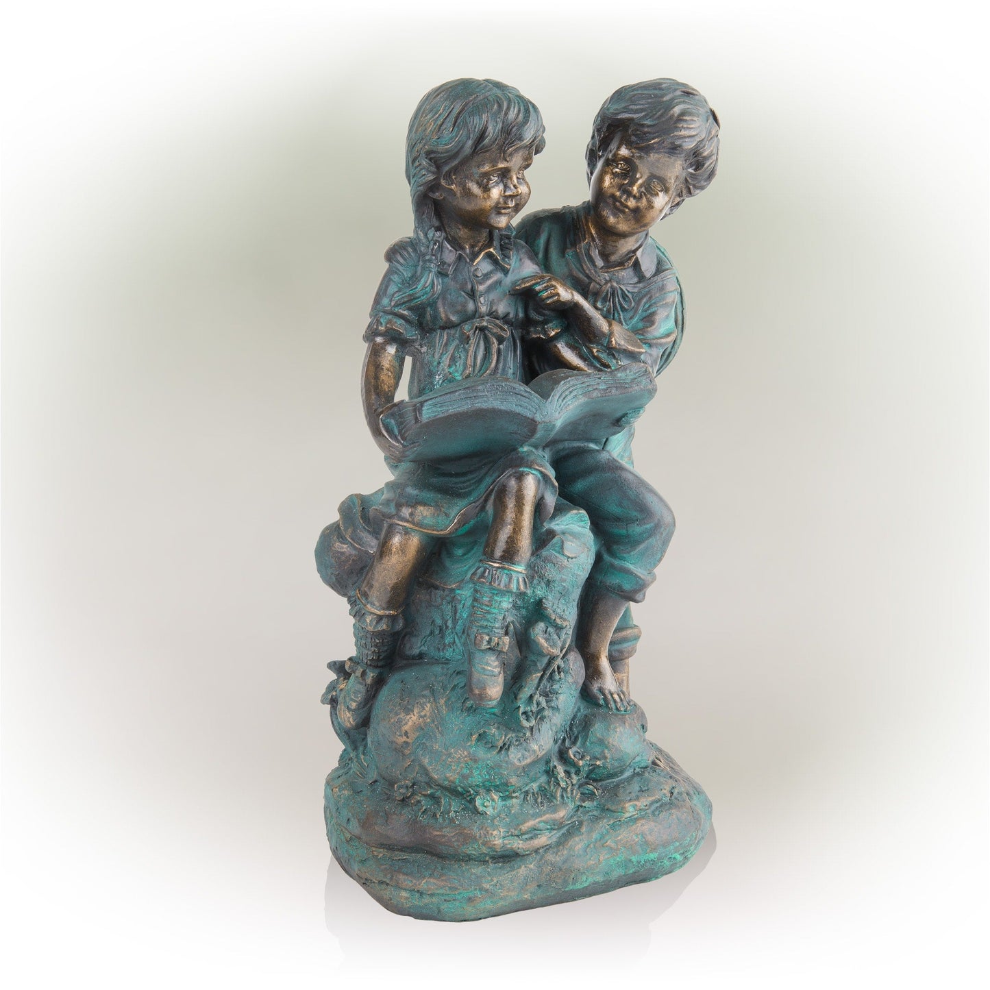 Girl and Boy Reading Together Statue