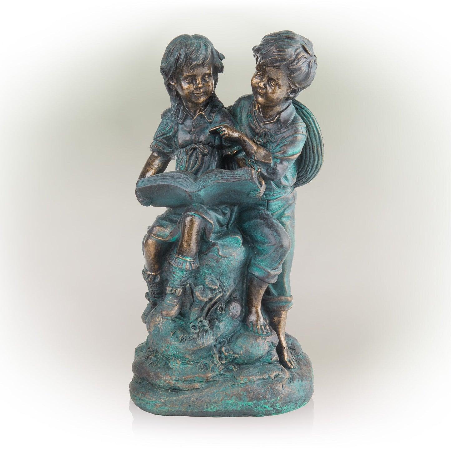 Girl and Boy Reading Together Statue
