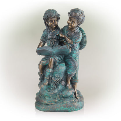 Girl and Boy Reading Together Statue