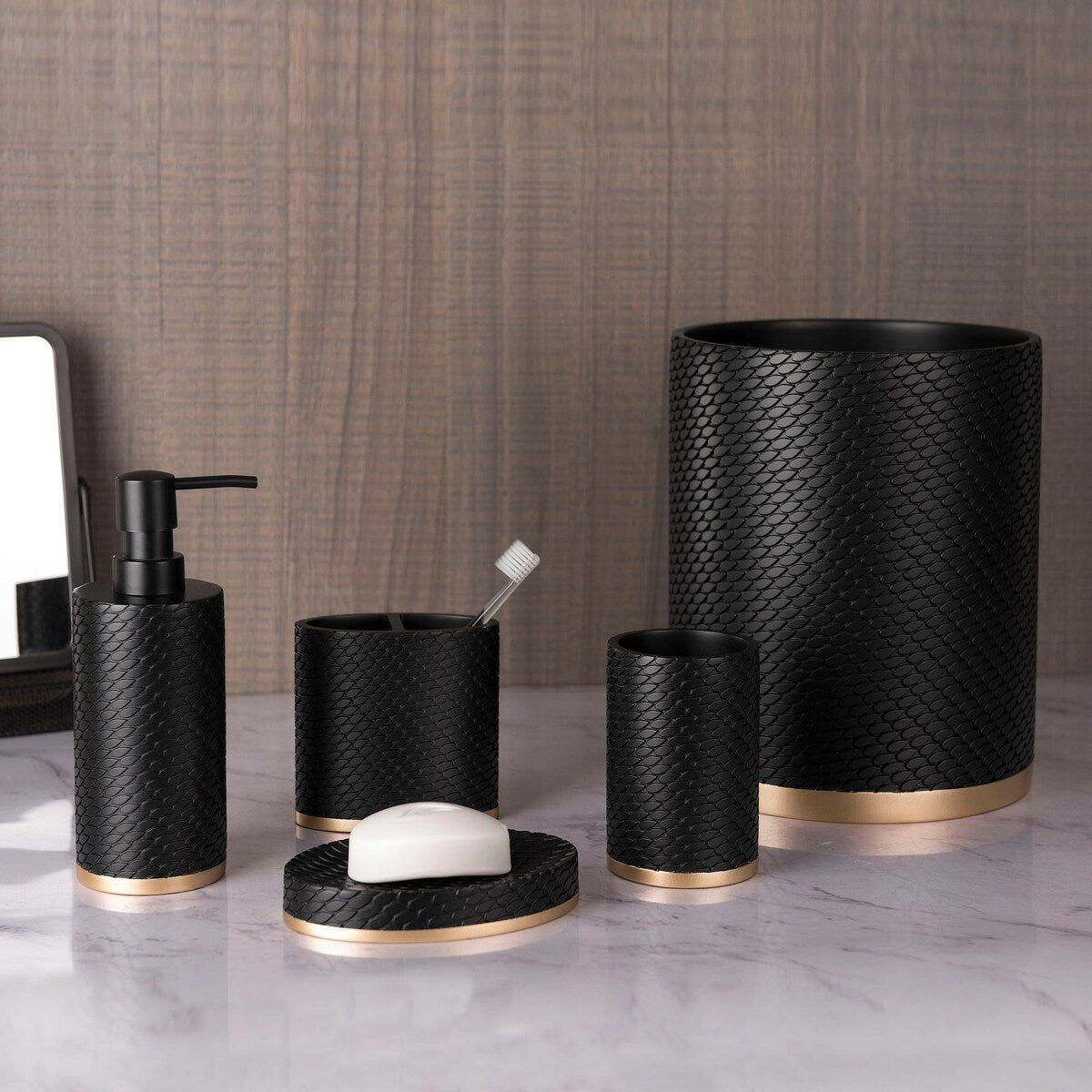 Amal Wastebasket - Black/Gold