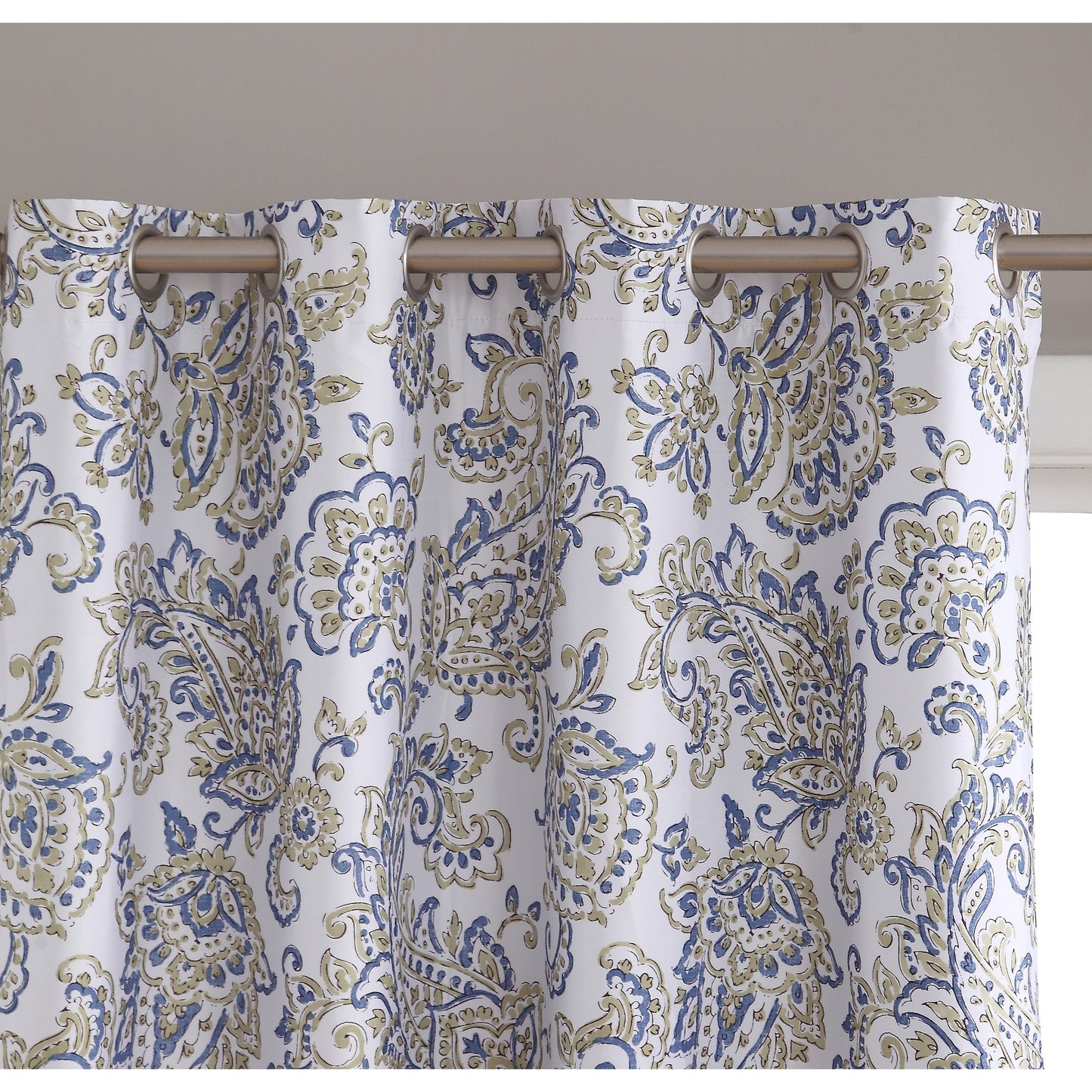 HLC.me Amalfi Paisley Faux Silk 100% Blackout Room Darkening Thermal Energy Efficient Curtain Grommet Panels, 2 Panels